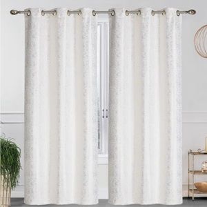 White/Silver Metallic Blackout Grommet Curtain Panels